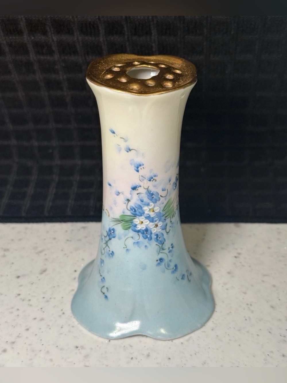 Antique Victorian Bavaria Porcelain Blue Hat Pin
Holder Blue 1800- 1920